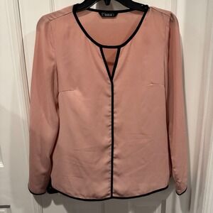 SHEIN Blush Pink Blouse‎ with Black Trim – Size S